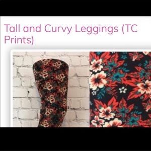 LuLaRoe Tall & Curvy Black w/Flowers Leggings NWOT
